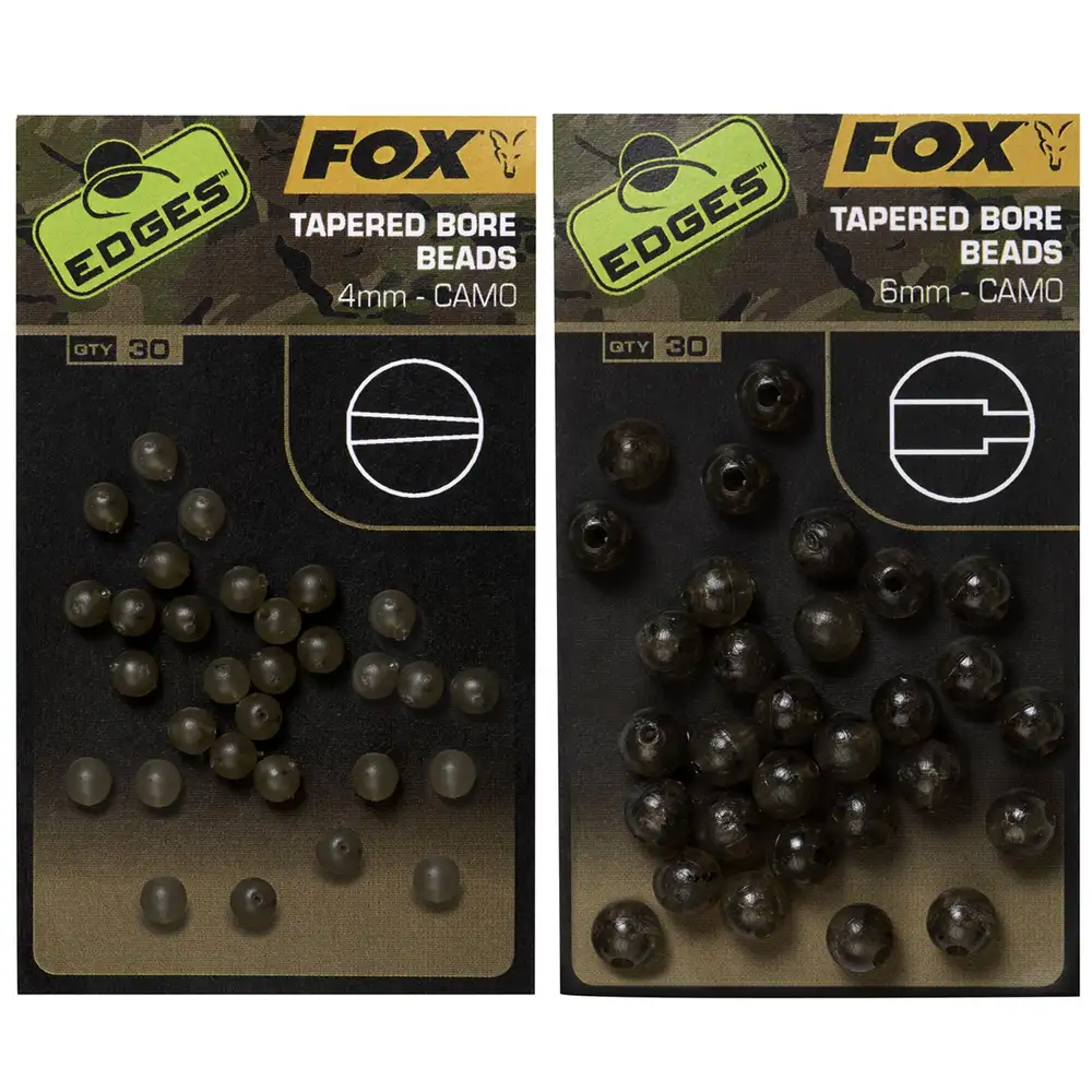 Fox Edges Tapered Bore Beads, Camo Perlen 3 Fox Edges Tapered Bore Beads, Camo Perlen