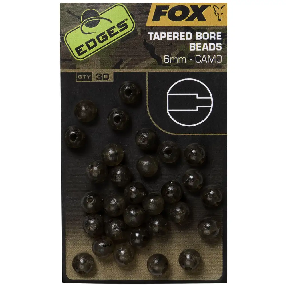Fox Edges Tapered Bore Beads, Camo Perlen 5 Fox Edges Tapered Bore Beads, Camo Perlen – Bild 3